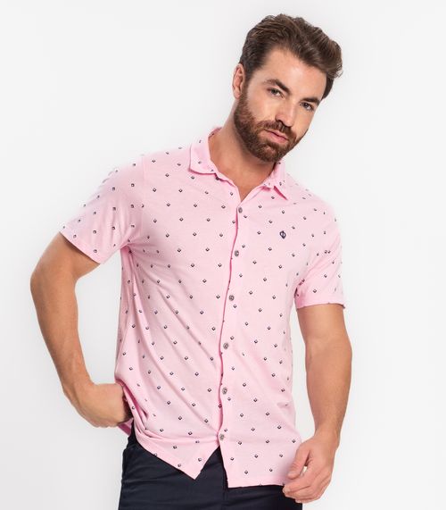 Camisa Masculina Em Meia Malha Diametro Rosa