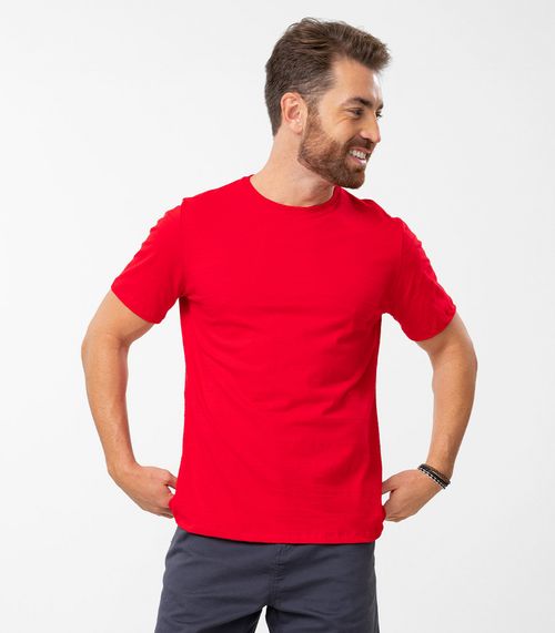 Camiseta Masculina Meia Malha Maquinetada Diametro Vermelho