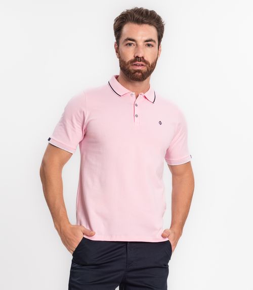 Camisa Polo Masculina Em Cotton Dimatro Rosa
