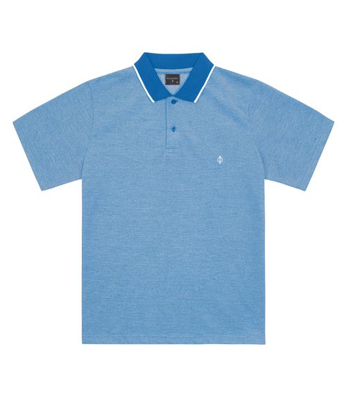 Camisa Polo Masculina Em Piquet Diametro Azul