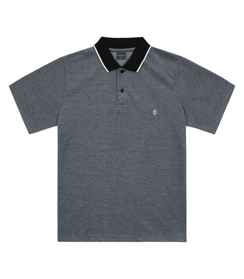 Camisa Polo Masculina Em Piquet Diametro Preto