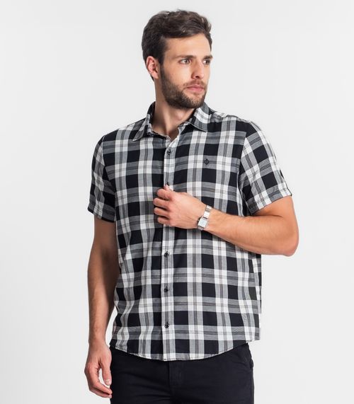 Camisa Masculina Xadrez Diametro Preto