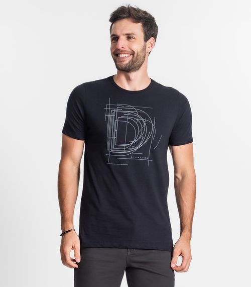 Camiseta Masculina Meia Malha Diametro Preto