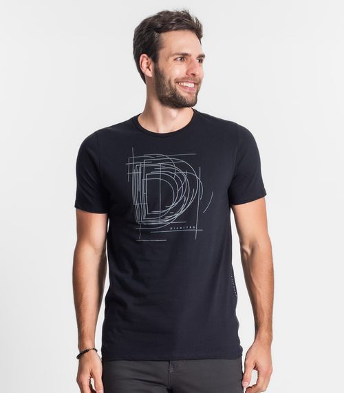 Camiseta Masculina Meia Malha Diametro Preto