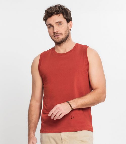 Regata Masculina Básico Meia Malha Diametro Laranja