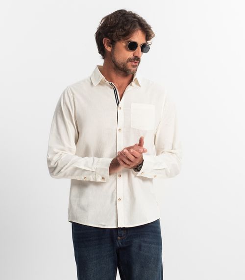 Camisa Masculina Manga Longa Diametro Bege