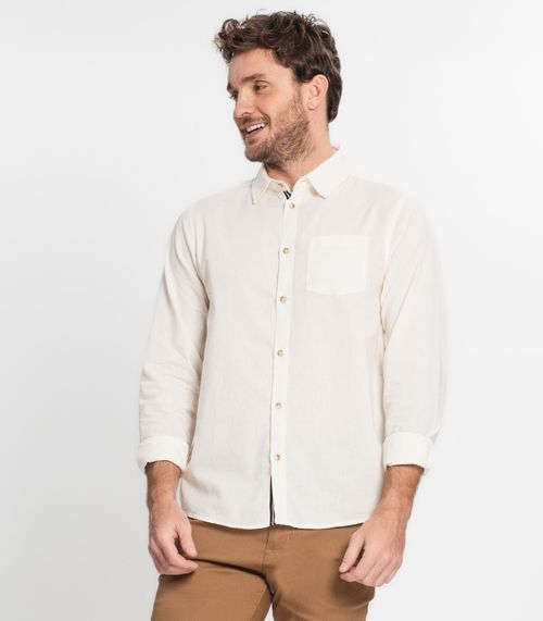 Camisa Masculina Manga Longa Diametro Bege
