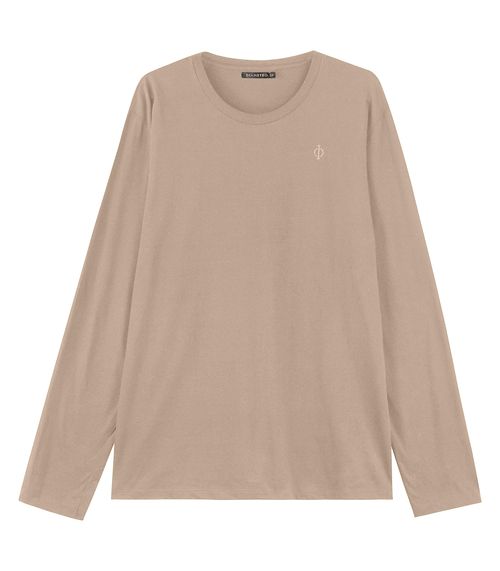 Camiseta Manga Longa Meia Malha Diametro Marrom