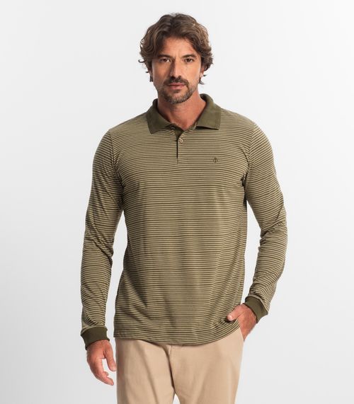 Camisa Polo Manga Longa Maquinetada Diametro Verde