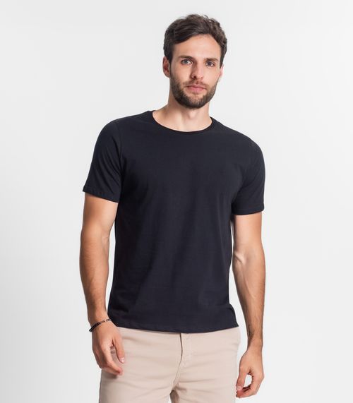 Camiseta Masculina Básica Meia Malha Diametro Preto
