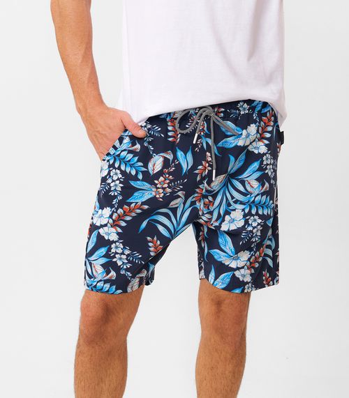 Bermuda Masculina Florida Em Tactel Azul