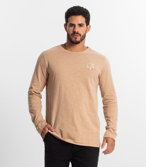 Camiseta Masculina Manga Longa Flamê Diametro Marrom