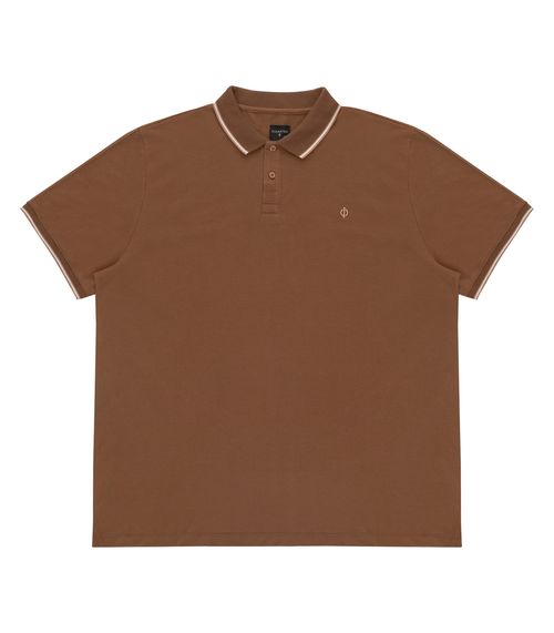 Camisa Polo Masculina Plus Size Diametro Marrom