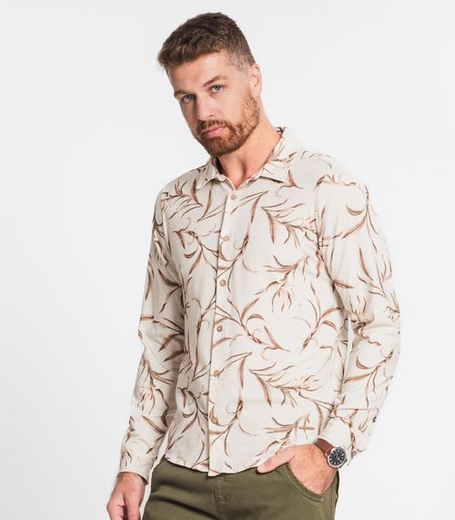 Camisa Manga Longa Em Cotton Leve Diametro Bege