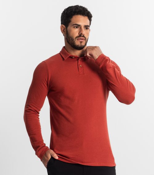 Polo Manga Longa Masculina Diametro Vermelho
