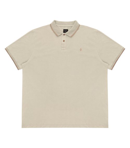 Camisa Polo Masculina Plus Size Diametro Bege