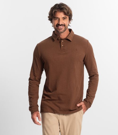 Polo Manga Longa Masculina Diametro Marrom