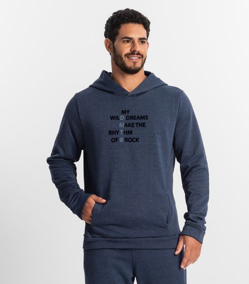 Blusão Masculino Moletom Com Capuz Diametro Azul