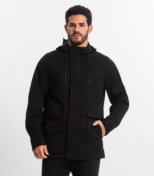 Jaqueta Com Capuz Masculina Em Sarja Diametro Preto