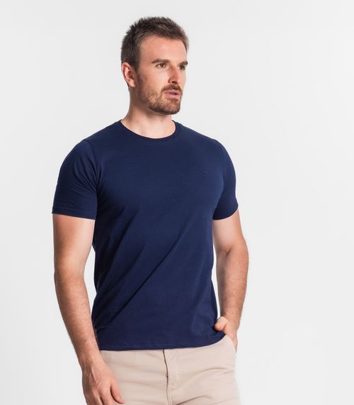 Camiseta Masculina Básica Meia Malha Diametro Azul