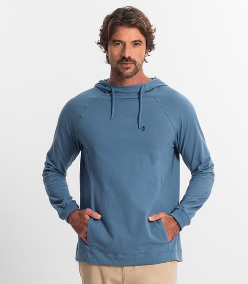 Camiseta Masculina Manga Longa com Capuz Diametro Azul