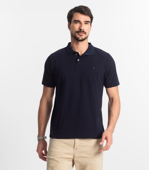 Camisa Polo Básica Masculina Diametro Azul