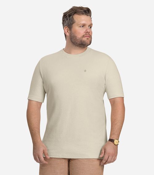 Camiseta Basica Masculina Plus Size Diametro Bege