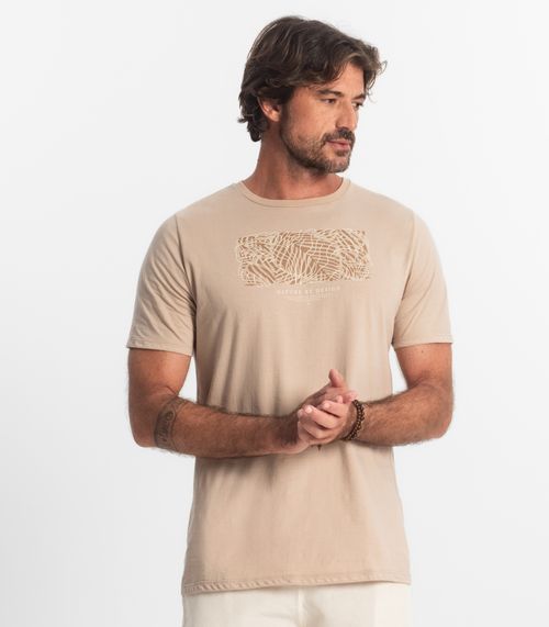 Camiseta Masculina Meia Malha Diametro Marrom