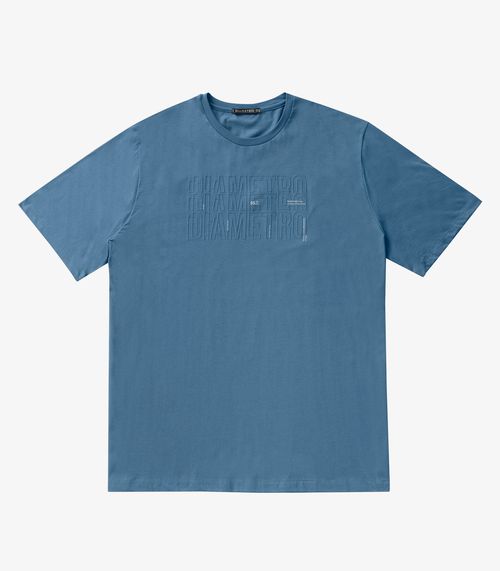 Camiseta Masculina Plus Size Meia Malha Diametro Azul