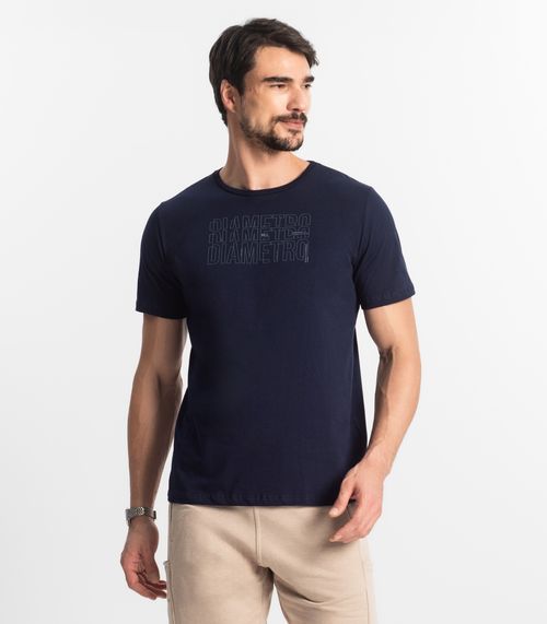 Camiseta Masculina Meia Malha Diametro Azul