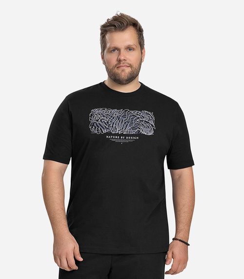 Camiseta Masculina Plus Size Meia Malha Diametro Preto