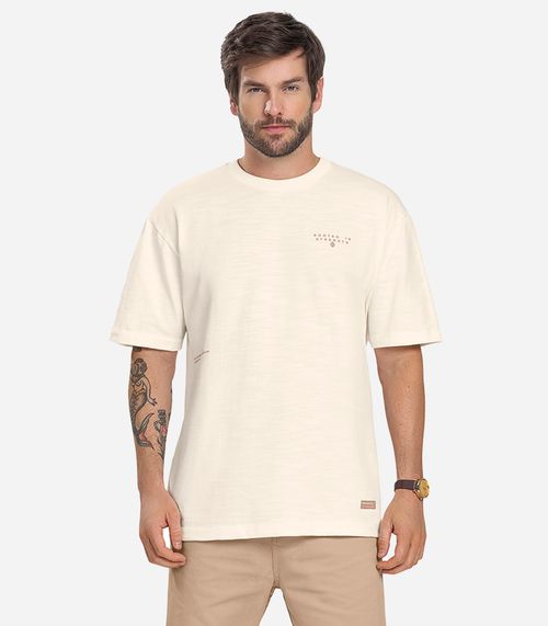 Camiseta Masculina Malhão Flamê Diametro Bege