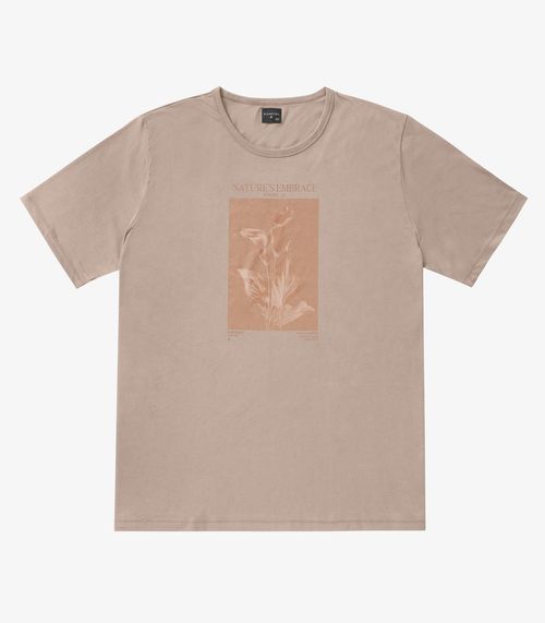 Camiseta Masculina Plus Size Meia Malha Diametro Marrom