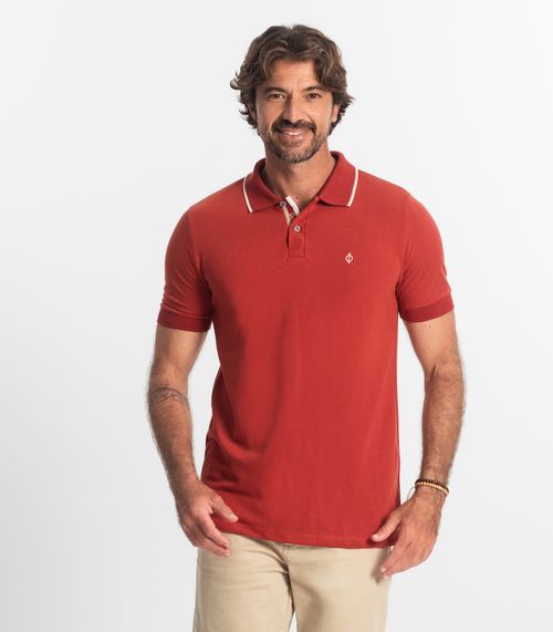 Polo Masculina Pique Diametro Vermelho