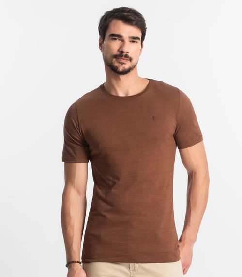 Camiseta Masculina Meia Malha Diametro Marrom
