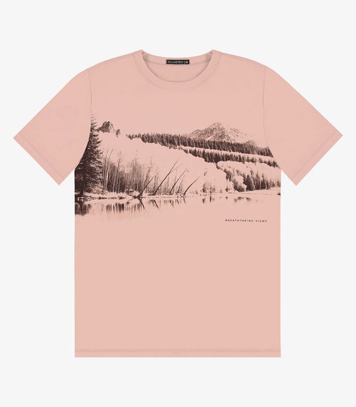 Camiseta Masculina em Meia Malha Diametro Rosa