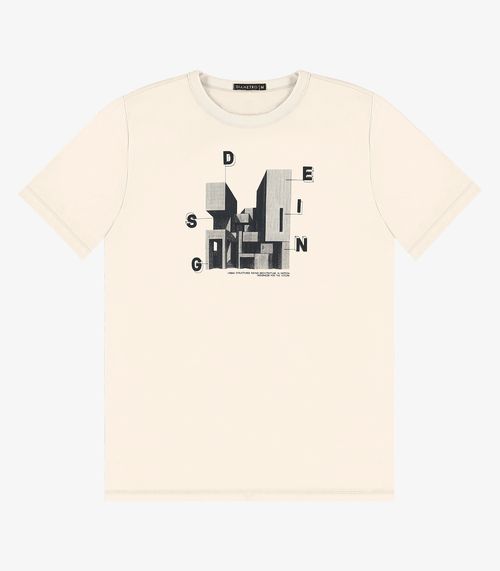 Camiseta Masculina em Meia Malha Diametro Bege