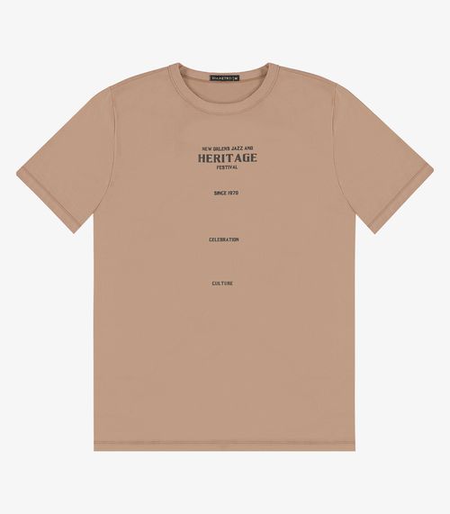Camiseta Masculina em Meia Malha Diametro Marrom