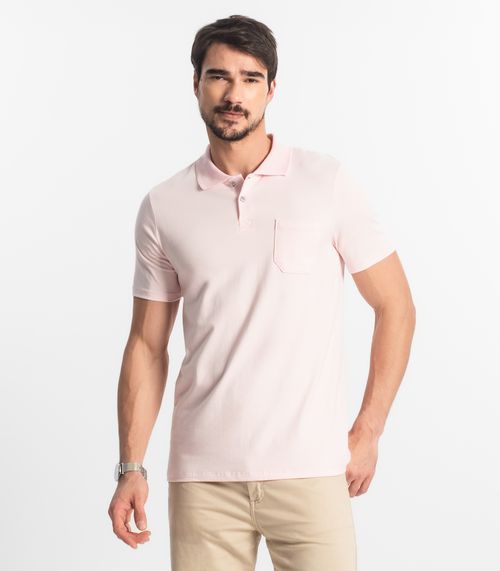 Polo Masculina Com Bolso Cotton Leve Diametro Rosa