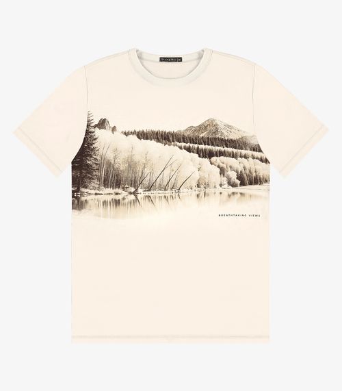 Camiseta Masculina em Meia Malha Diametro Bege