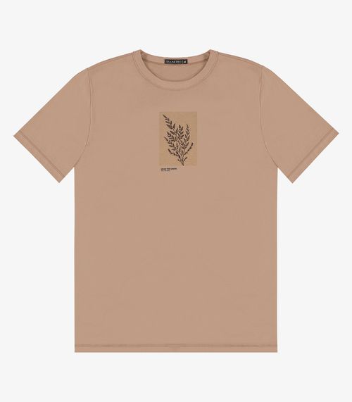 Camiseta Masculina em Meia Malha Diametro Marrom