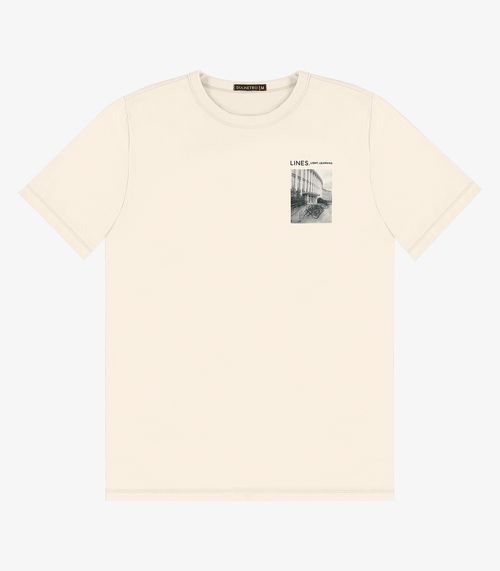 Camiseta Masculina em Meia Malha Diametro Bege