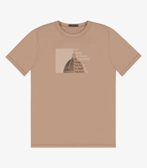 Camiseta Masculina em Meia Malha Diametro Marrom