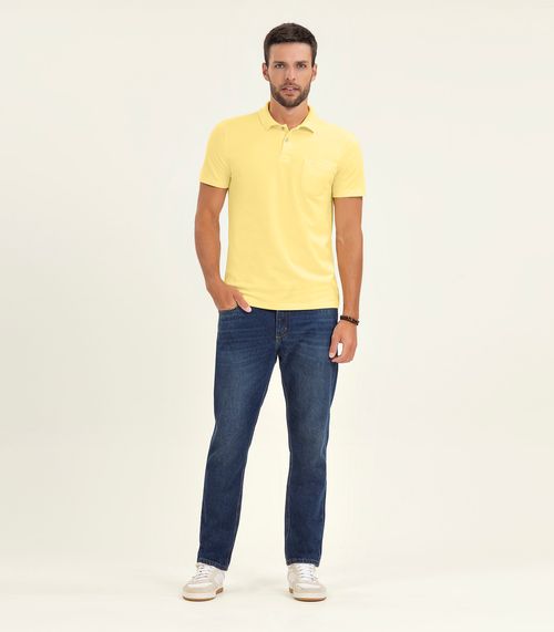 Polo Masculina Pique Diametro Amarelo