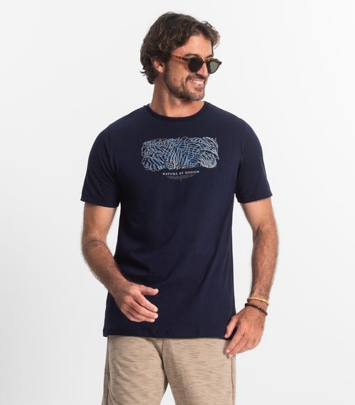 Camiseta Masculina Meia Malha Diametro Azul