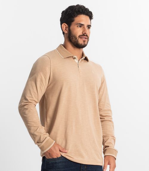 Polo Masculina  Manga Longa Diametro Marrom