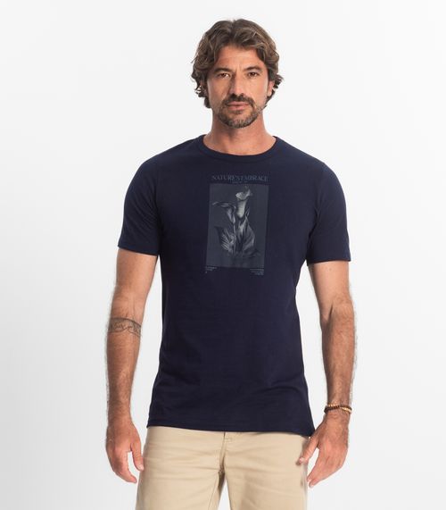 Camiseta Masculina Meia Malha Diametro Azul