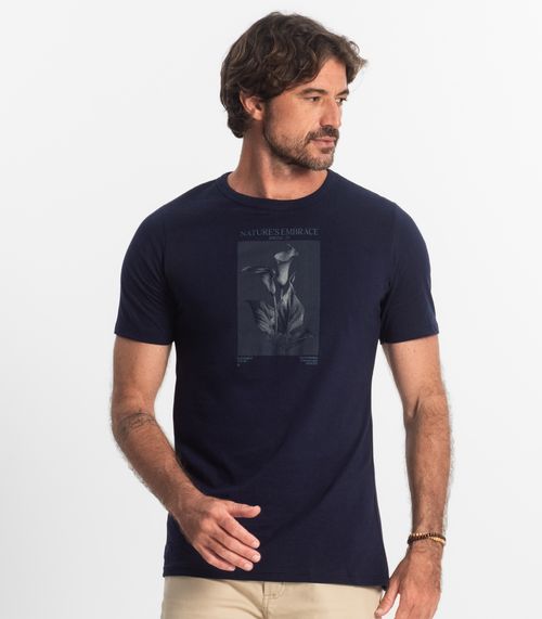 Camiseta Masculina Meia Malha Diametro Azul