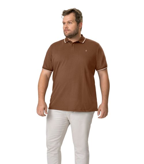 Camisa Polo Masculina Plus Size Diametro Marrom