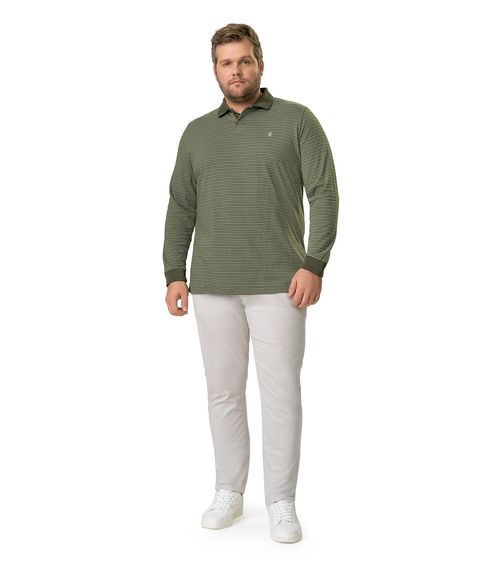 Polo Masculina Plus Size Manga Longa Diametro Verde